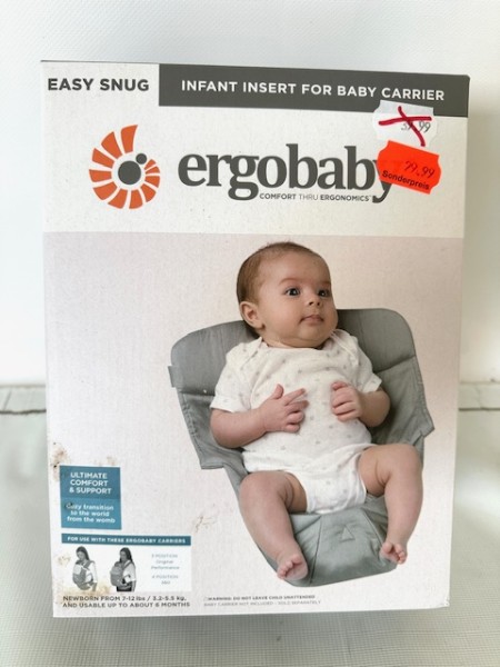 Neu! 1x Ergobaby Neugeborenen Einsatz, Verkleinerer Easy Snug für Tragetuch, Bauchtrage - Farbe: grau