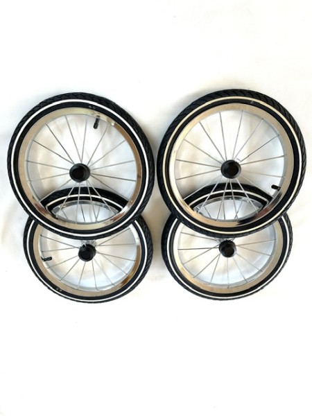1x Set = 4x Rad, Ersatzrad, Luftrad - Alternative zu Luftrad 14 Zoll - Gesamtdurchmesser ca. 35,5 cm - für Emmaljunga Edge Duo Combi De Luxe, Mondial Duo Combi De Luxe