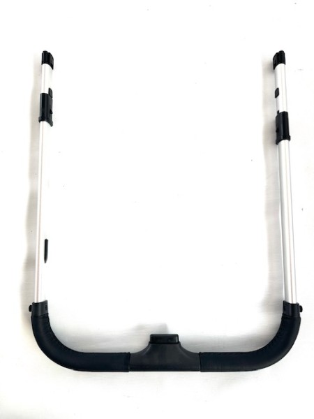 1x Moon Style Griff, Schieber, Schiebergriff für alle Style - Passt nicht auf andere Moon Kinderwagen!!! - Rohrgestänge silber, Kunstleder schwarz, glatt