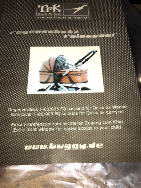 1x original Regenhaube für Kinderwagen, Regenschutz, Regenpellerine, Wetterschutz, Regenüberzug, Regenfolie für TFK Quick Fix Wanne, Kinderwagenaufsatz