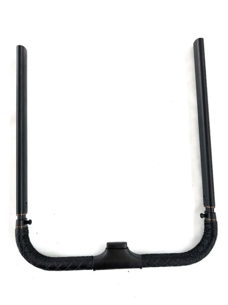 1x Moon Style Griff, Schieber, Schiebergriff für alle Gio, Gio+ Passt nicht auf andere Moon Kinderwagen!!! - Rohrgestänge schwarz, Kunstleder schwarz, gesteppt