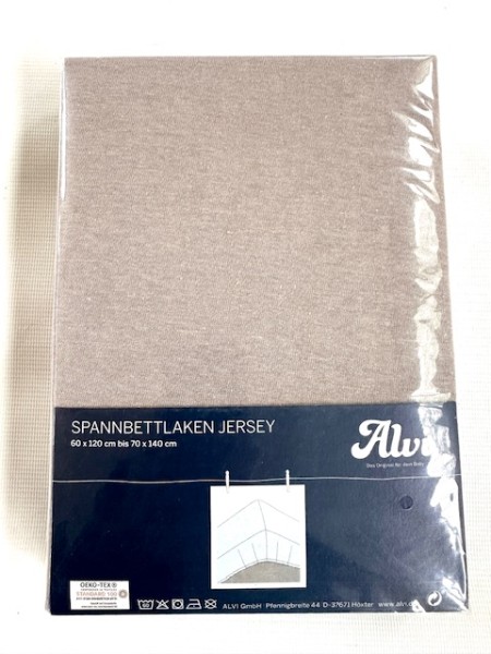 1x Alvi Spannlaken 60x120 cm bis 70x140 cm - Jersey - grau
