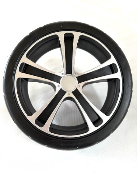 1 x Gesslein F4 Air+, S4 Air+ Rad, Hinterrad - Gesamtdurchmesser ca. 24,0 cm - schwarz-silber - Passend nur für die Air+ Modelle