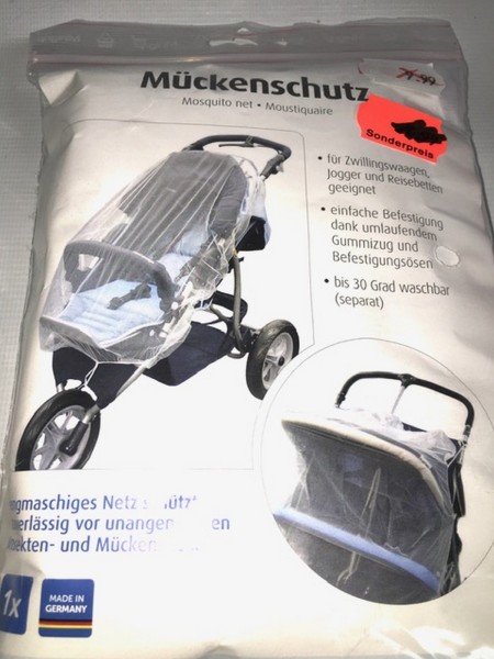 1x Universal Baby Insektennetz, Insektenschutz, Mückennetz, Moskitonetz - passend für Zwillingswagen, Jogger, Reisebetten (60x120 cm) - weiß