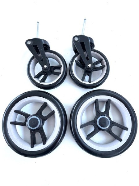 Von unserem Vorführmodell: 1x Radset Teutonia Rad 3 (2x Vorderrad u. 2x Hinterrad) - schwarz-grau - 280 mm - für alle BeYou, BeYou Elite, Mistral S ohne Handbremse