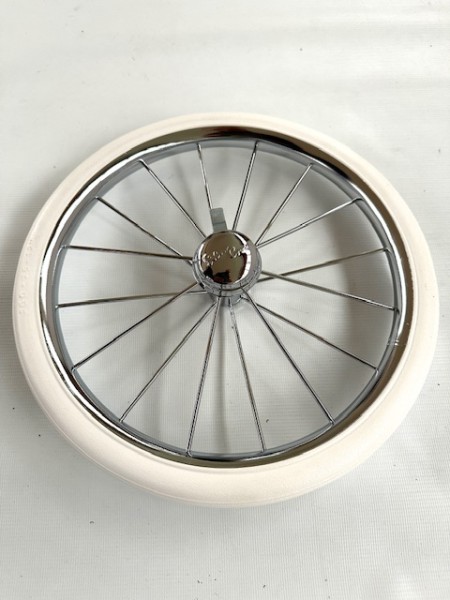 Neu! 1x Rad für Silver Cross - Gesamtdurchmesser ca. 28,5 cm (12 Zoll) - Farbe: chrom