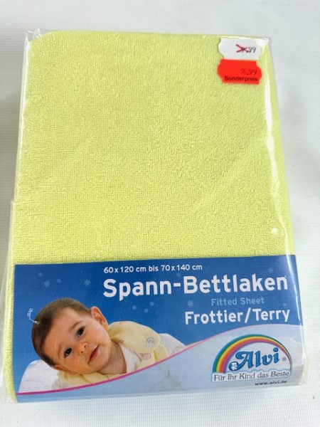 1x Alvi Spannlaken 60x120 cm bis 70x140 cm - Frottier - grün