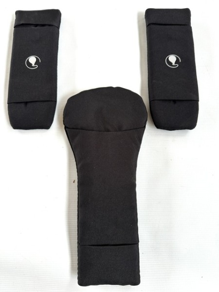 ABC 3-teiliges Set Gurtpolster, Schulterpolster u. Schrittpolster für Sicherheitsgurt, Herausfallschutz - Ping 3/4 Travel,Trekking, Avus 2/Air, Salsa 5 Run/Air, Samba 2 - schwarz