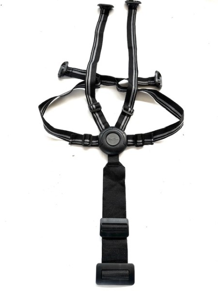 Neu! 1x Silver Cross Wave 5-Punktgurt, Gurt-Set, Sicherheitsgurt, Herausfallschutz - schwarz, grau - mit schwarzer Lasche zum Verstellen der Gurtlänge