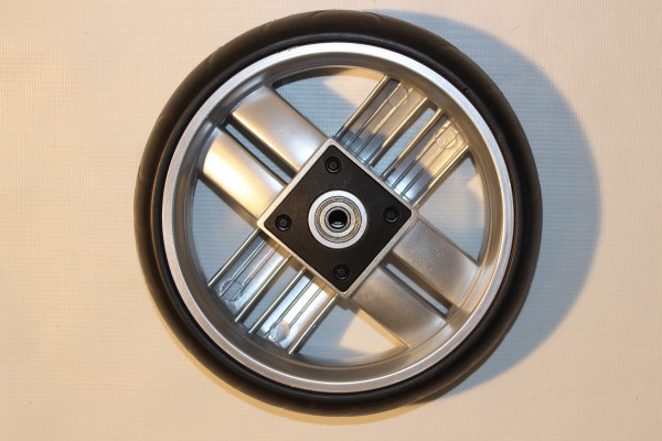 1x Alternative zu Teutonia Rad, Vorderrad in der Farbe silber (Gesamtdurchmesser: ca. 19,0 cm) - passend für alle Teutonia alt bis 2018 u.v.a. Vorderradgabeln anderer Hersteller