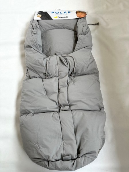 Polar Daunen - Winterfußsack, Fußsack für Kinderwagen, Schlitten, Kinderbett - grau - Bei Bedarf Schlitze für die benötigten Höhen der Schultergurte selbst anlegen (einfassen)