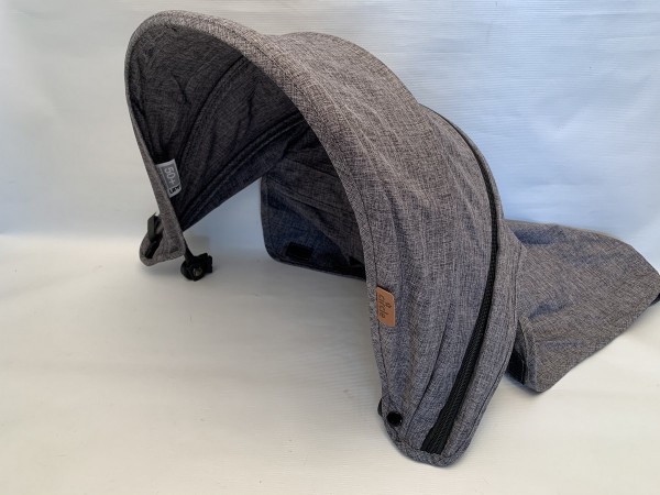 1x ABC Verdeck, Stoffverdeck, Dach für Zwillingskinderwagen, Geschwisterwagen Twin Circle im Kinderwagen sitzend die linke Seite - woven, graphite 2020 bis 2025