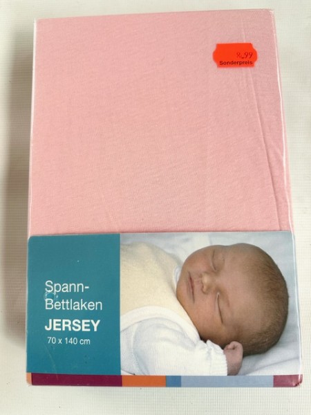 1x Spannlaken 60x120 cm bis 70x140 cm - Jersey - rosa
