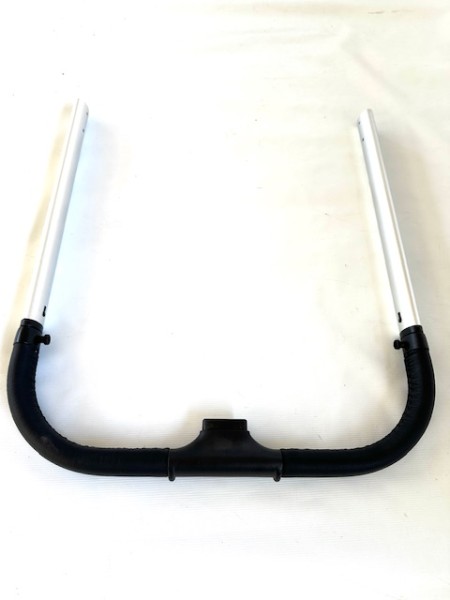 1x Moon Griff, Schieber, Schiebergriff für alle Resea, Resea S und Resea Sport - Passt nicht auf andere Moon Kinderwagen!!! - Rohrgestänge silber, Kunstleder schwarz, glatt