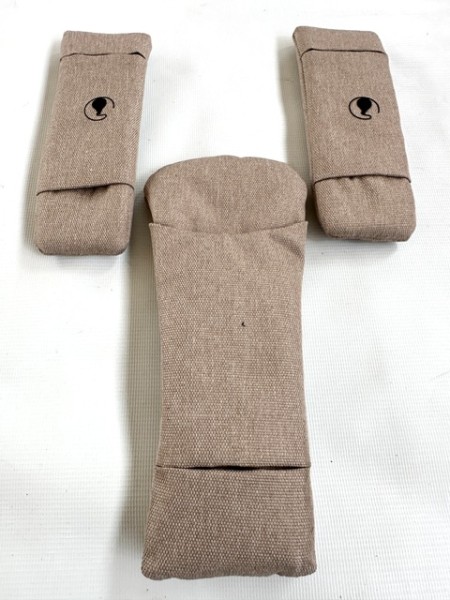 ABC 3-teiliges Set Gurtpolster, Schulterpolster u. Schrittpolster für Sicherheitsgurt, Herausfallschutz - Ping 3/4 Travel,Trekking, Avus 2/Air, Salsa 5 Run/Air, Samba 2 - camel